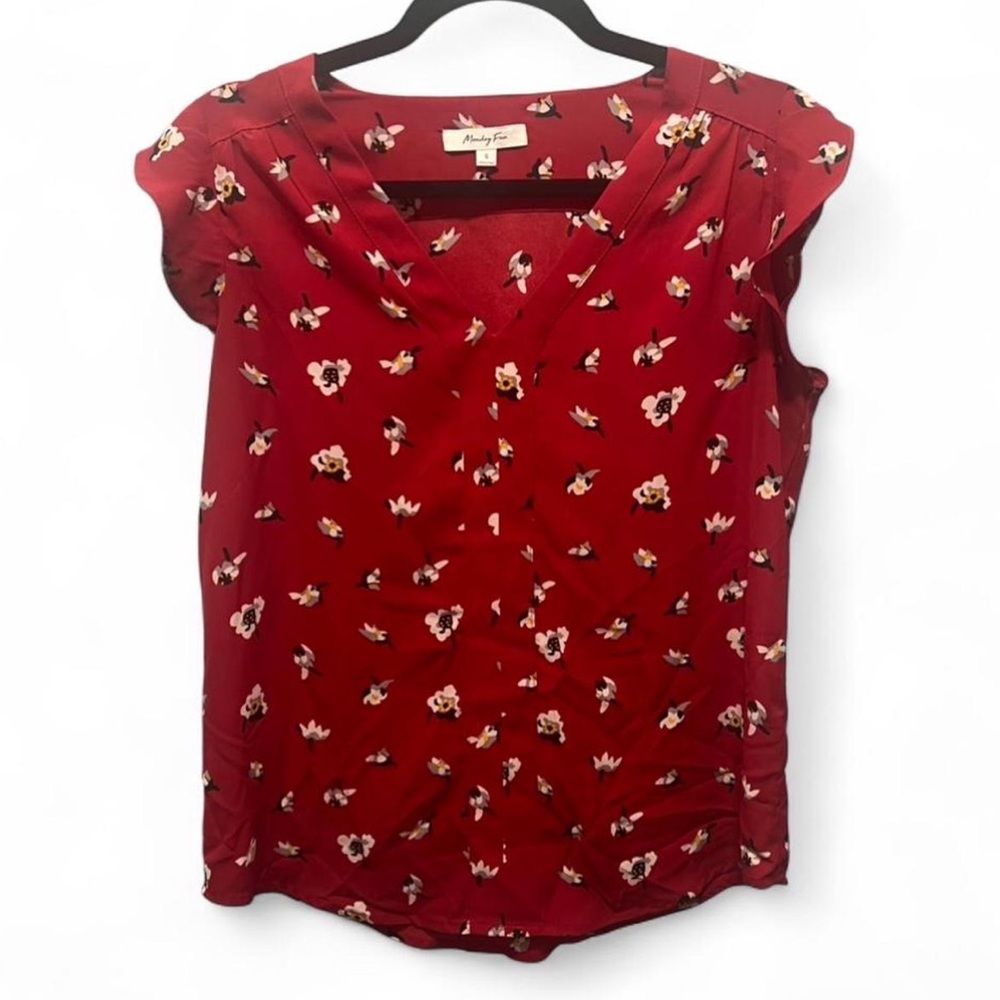 Monday Fun Red Floral Blouse